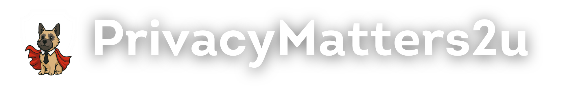 PrivacyMatters2u Logo - a dog in front of a shield