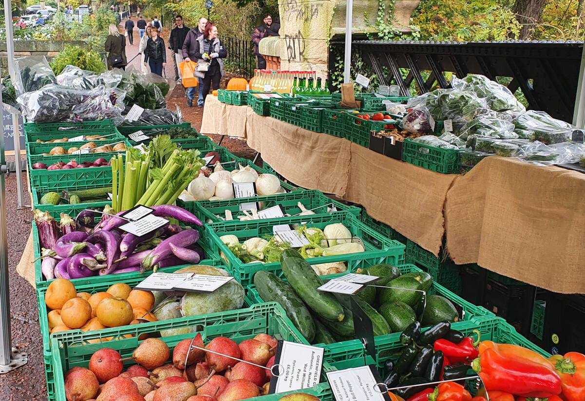 Fruit and veg on display at the market 